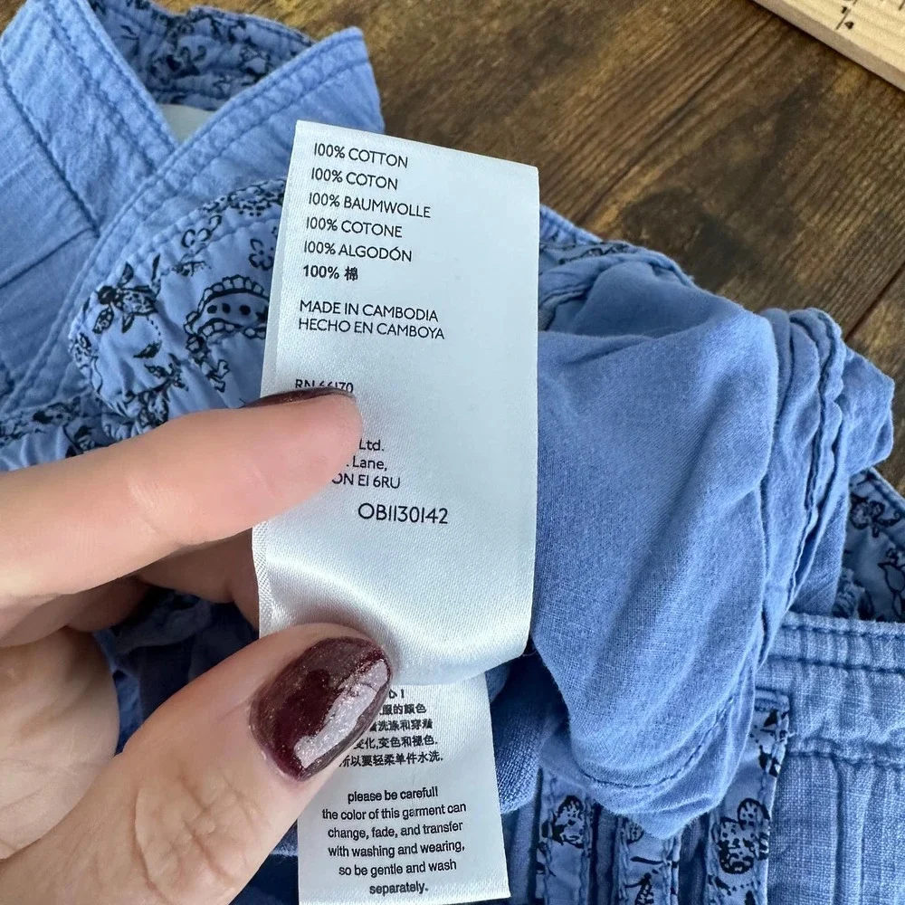 Anthropologie malin utility pants size large blue (missing belt) pull on - Picture 6 of 9